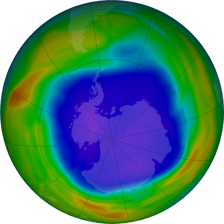 Antarctic ozone map for 17 September 2018